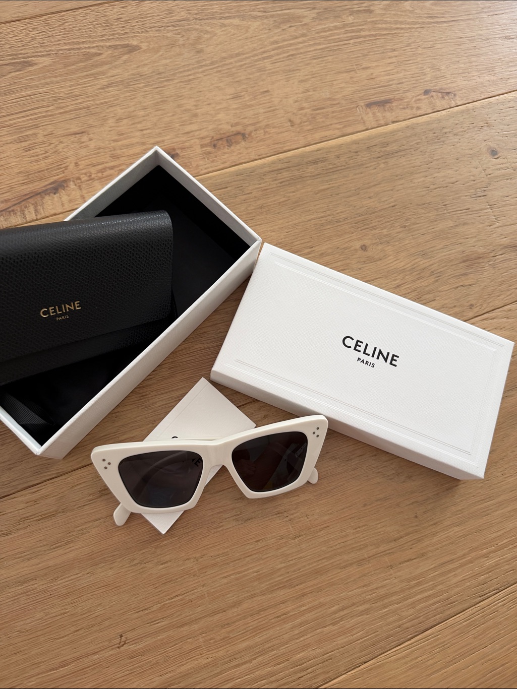 Celine White Cat-Eye Sunglasses With Dark Lenses